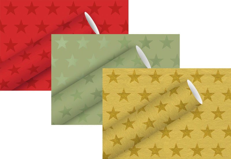 Braun + company Geschenkpapier – Sterne – Weihnachten, aluminiumbedampft – 700 × 1500 mm – Salbei