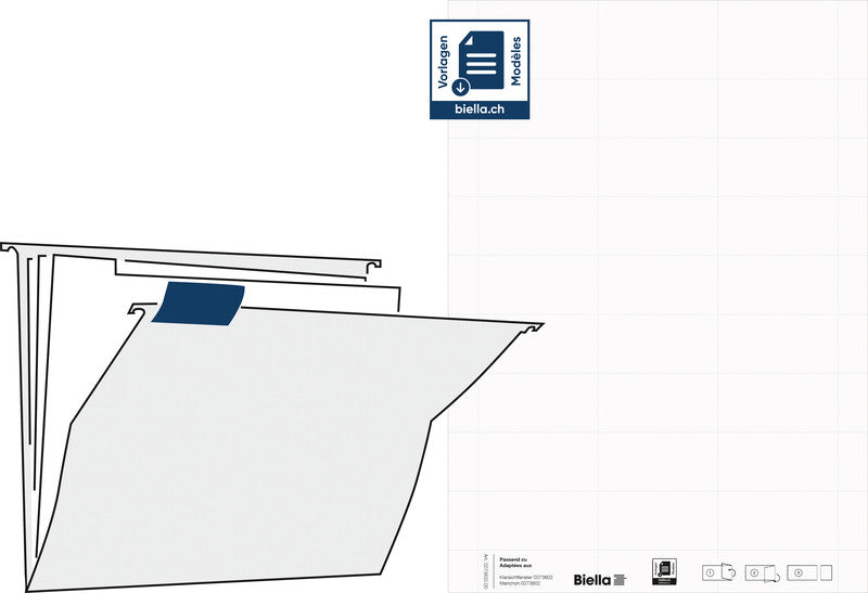 Biella Hängemappen-Etiketten, 60 mm × 30 mm, weiss, Papier, für Metall-Clip-Reiter, 10 Bogen (270 Etiketten)