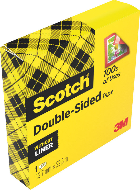 3M Scotch Doppelseitiges Klebeband 665 – permanent, klar, Zelluloseazetat, 12 mm × 23 m, Kern Ø 25 mm