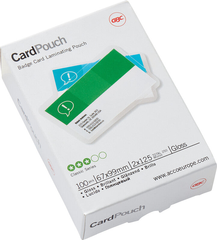 GBC Laminierfolien Spezialformat, glänzend – 125 µm, 67 × 98,5 mm, 100 Stk.