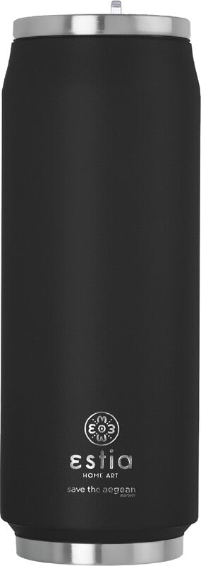 Estia Trinkdose – 5 dl – Edelstahl, isoliert, mit Strohhalm – Midnight Black
