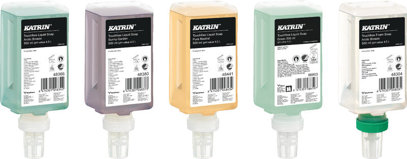 Katrin Nachfüllpack – Seifenkartusche, Flüssigseife, Grün, 500 ml, für KATRIN Touchfree Spender