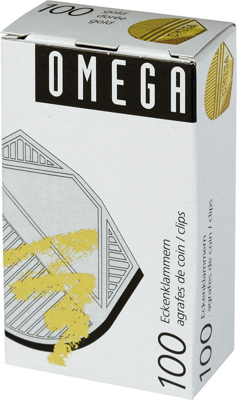 Omega Büroklammern – Eckenklammern – Metall – Gold Metallic – 100 Stück