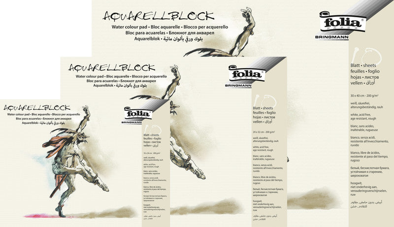 Folia Aquarellblock, Papier, 30 × 40 cm, Weiss, 10 Blatt