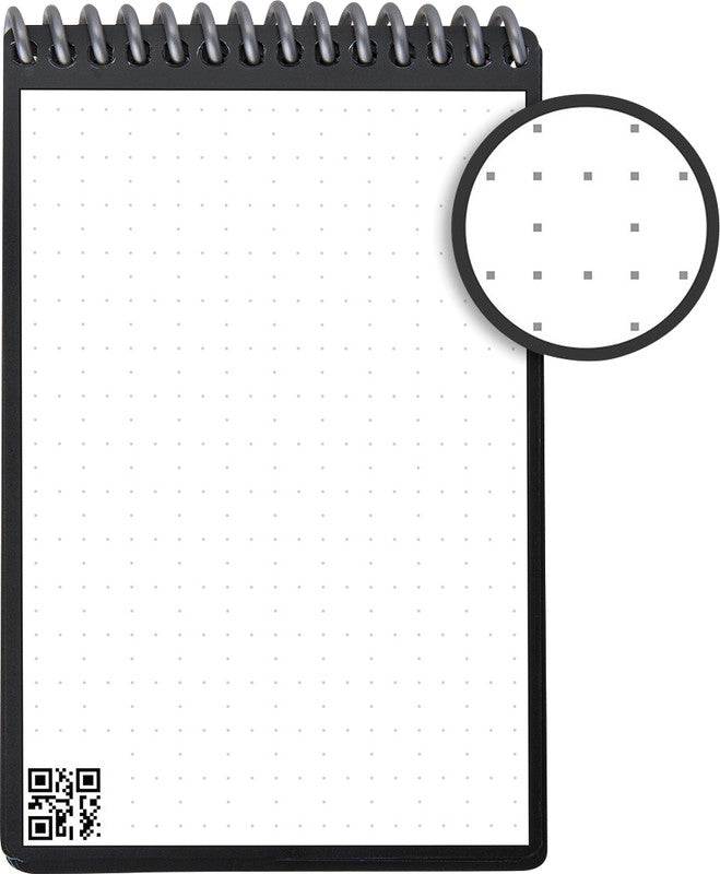 Rocketbook Mini Spiralblock, A6, punktkariert, Spiralbindung, 24 Blatt – schwarz, für ROCKETBOOK App