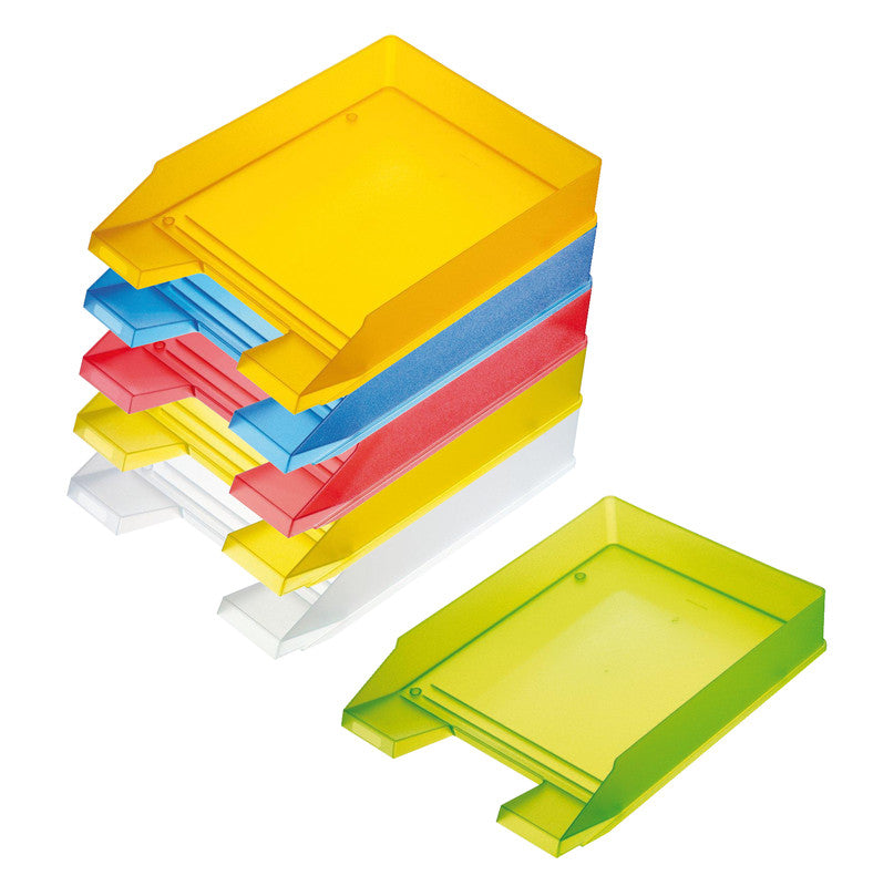 Helit Briefkorb – mit Griffausschnitt, mit Beschriftungsfeld, matt, blau transparent, B 245 × H 67 × T 347 mm