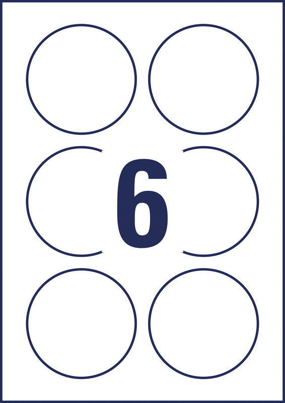 Avery Runde Etiketten, Ø 80 mm, weiss, Papier, wiederablösbar, 60 Etiketten (10 Blätter)