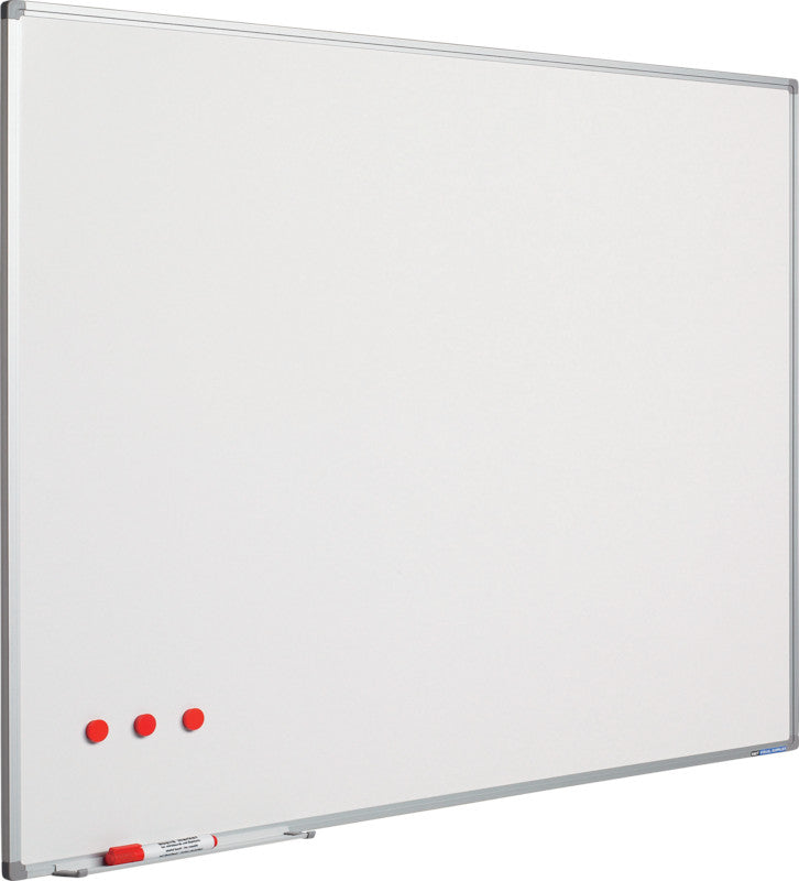 Berec Whiteboard – 350 × 120 cm, Emaille, magnetisch, Aluminiumrahmen, Wandmontage