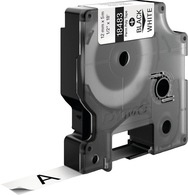 DYMO Textilband – 12 mm × 5,5 m, weiss, schwarz – für DYMO Rhino: 3000, 4200, 5000 und weitere