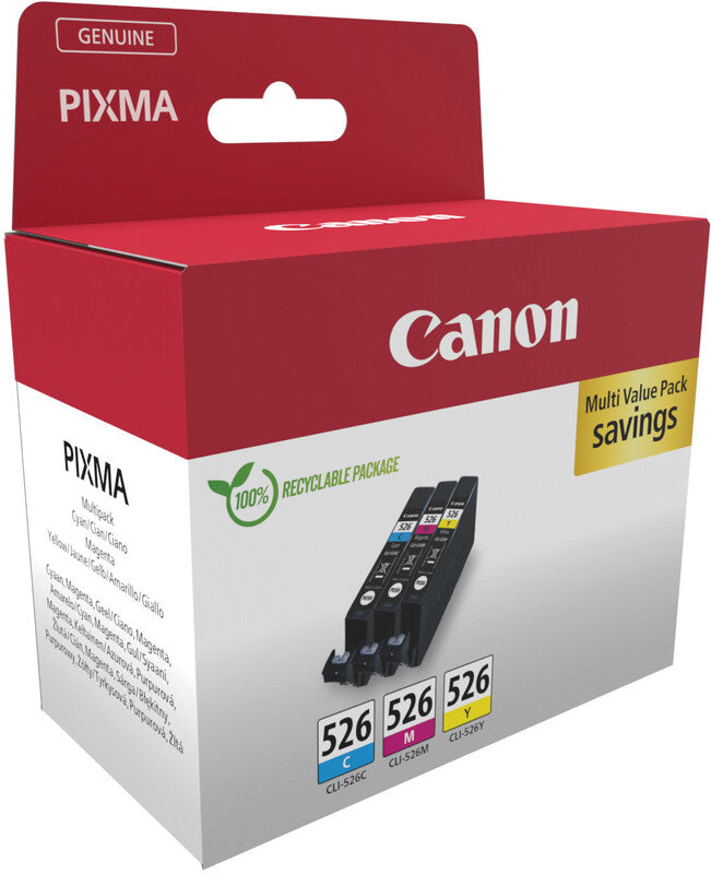 Canon Tintenpatronen-Multipack CLI-526, CMY, 3er-Pack – für CLI-526-Geräte