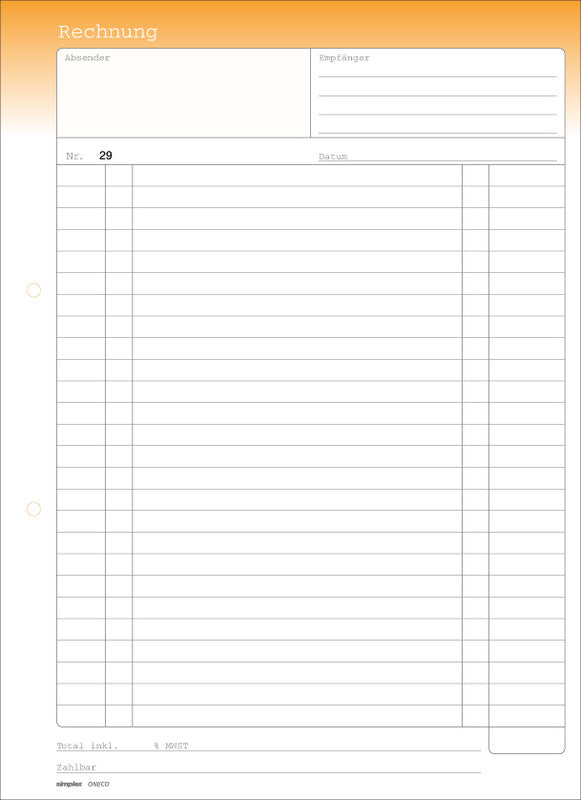 Simplex Formularblock – Rechnungen, Deutsch, 50 Blatt, A4