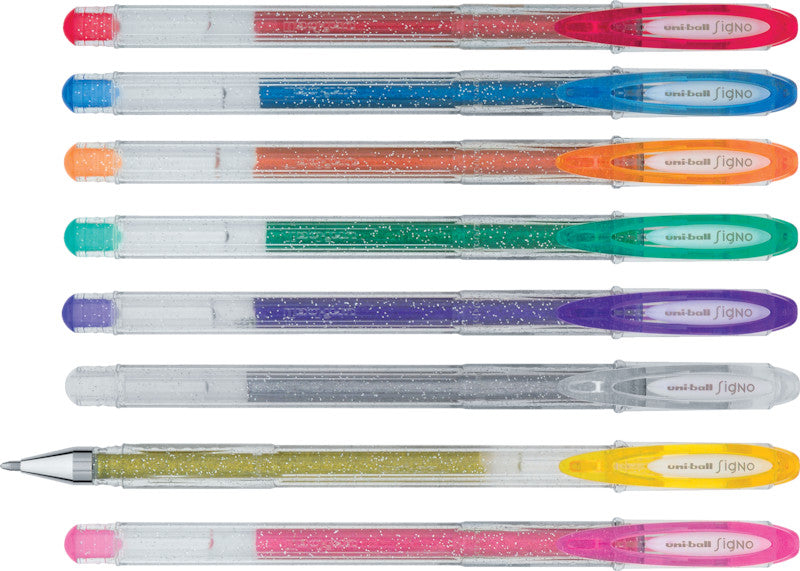 Uni-Ball Signo Sparkling Gelschreiber – pink, 0,7 mm, für dunkles Papier, Kappe