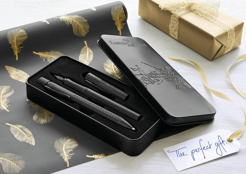 Faber-Castell Grip Edition Schreibset – Kugelschreiber XB & Füllfederhalter M – Blau – Metalletui – 2-teilig