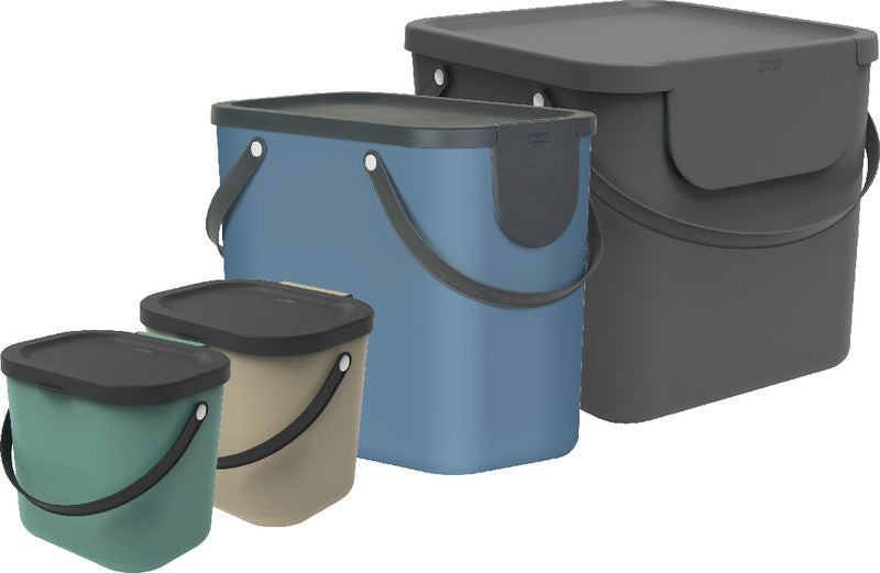 Rotho Abfallcontainer – 40 l – mit Deckel – Kunststoff, Cappuccino – B × H × T 358 × 340 × 400 mm