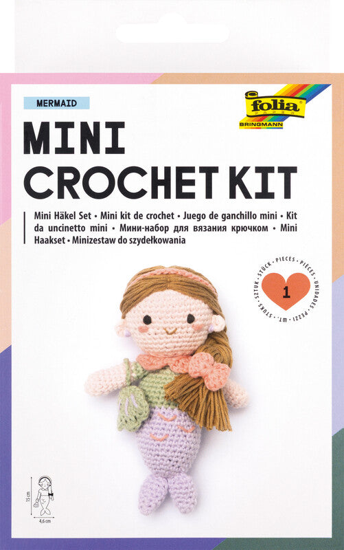 Folia Mini-Häkel-Set Meerjungfrau – 4,6 × 15 cm – mehrfarbig