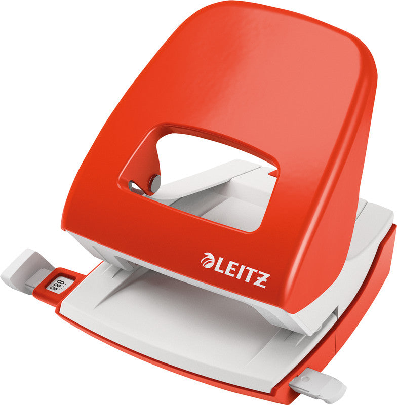 Leitz Bürolocher NeXXt – 2-Loch, Lochabstand 80 mm, 30 Blatt, Ø5,5 mm – Rot – Metall