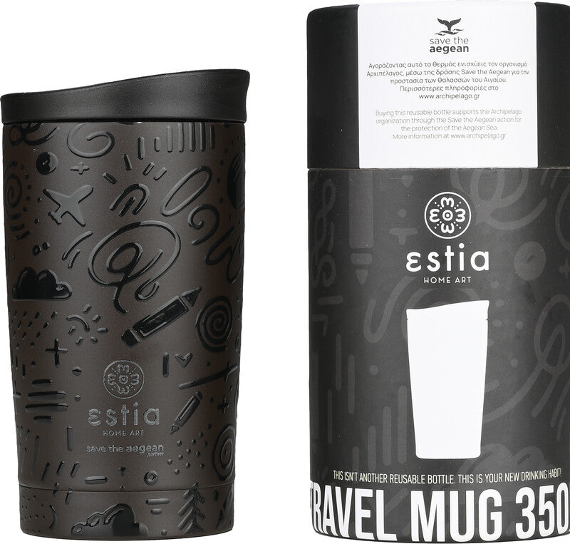 Estia Thermobecher – 3,5 dl – Edelstahl, isoliert, Schraubverschluss – Noir Echo