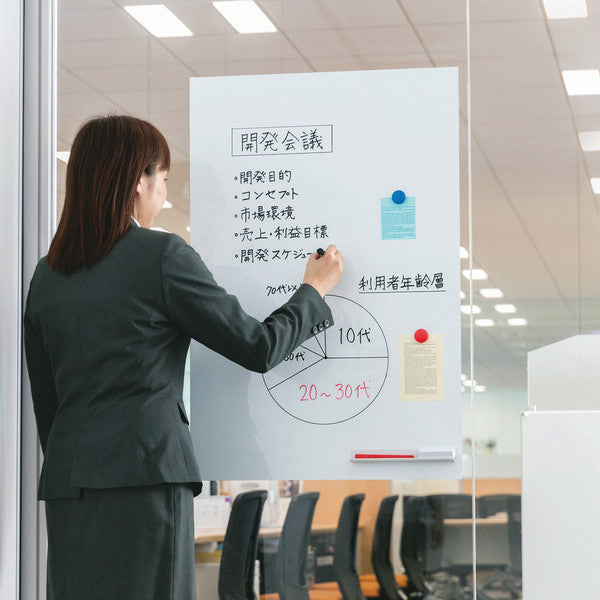 Lion Whiteboard – 90 × 180 cm, glänzend, magnetisch, inkl. Marker, Wischer, Ablageschale