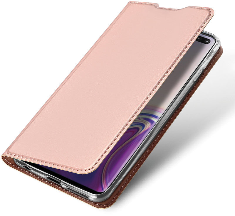 Dux Ducis Booklet-Hülle – für Samsung Galaxy S10+ – Roségold – Kunstleder, mit Kartenfach, Magnetverschluss