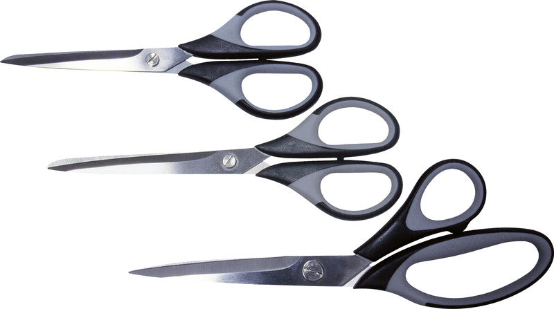 Lerche Universalschere – 21,0 cm, Edelstahl, für Rechtshänder, spitz, Softgrip, Kunststoff, grau