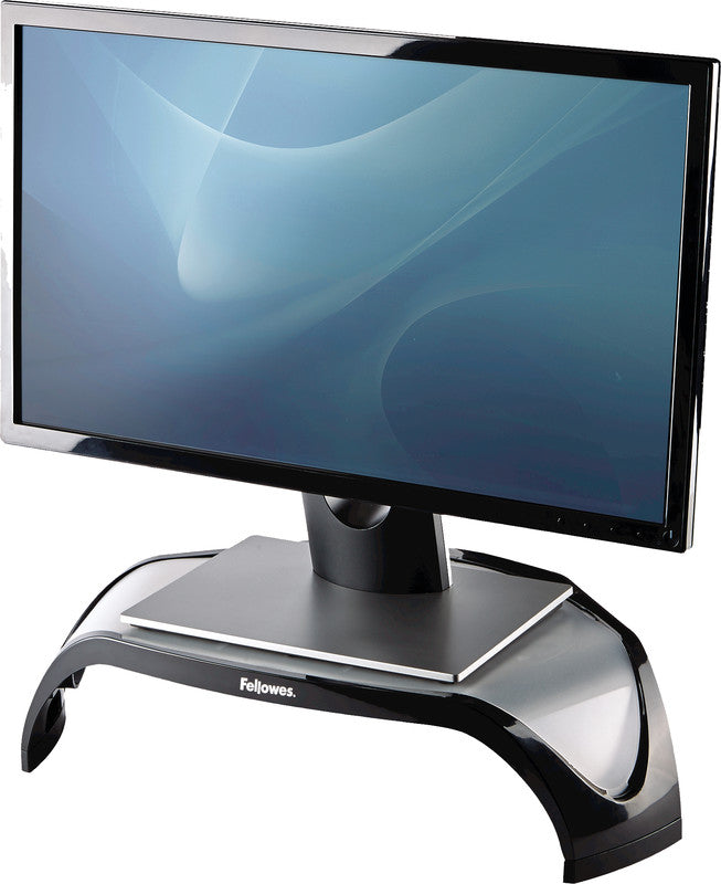 Fellowes Smart Suites – Monitorhalterung, bis 21", 10 kg, Füsse auf 3 Höhen verstellbar, schwarz/silber