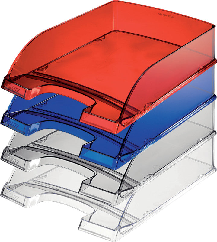 Leitz Stapelbarer Briefkorb mit Griffausschnitt, Beschriftungsfeld, glänzend, rot, B 255 × H 70 × T 357 mm
