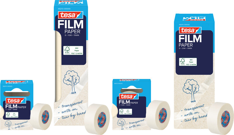 TESA Büro-Klebeband – permanent, klar, Papier, 19 mm × 33 m, 1 Rolle