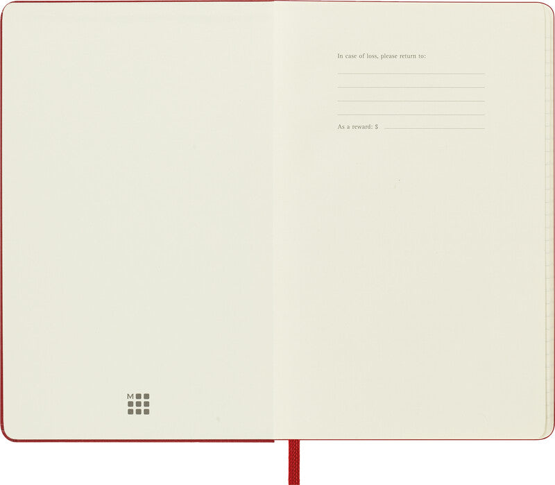 Moleskine Agenda – 1 Tag pro Seite, gebunden, 9 × 14 cm, 2026, 1-Stunden-Takt, Englisch, Scharlachrot, FSC