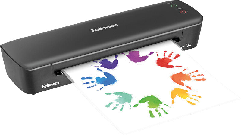 Fellowes Arc Laminiergerät A4 – Heisslaminator, bis 80 µm, 2 Rollen, 300 mm/min, schwarz