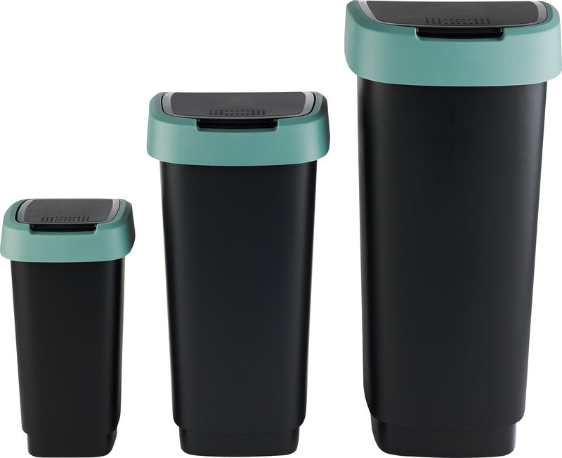 Rotho Abfallcontainer – 50 l – mit Deckel – Kunststoff, Mistelgrün – B × H × T 298 × 602 × 401 mm