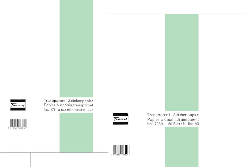 Favorit Transparentpapier – A3, 65 g/m², weiss transparent, 50 Bogen, für universal