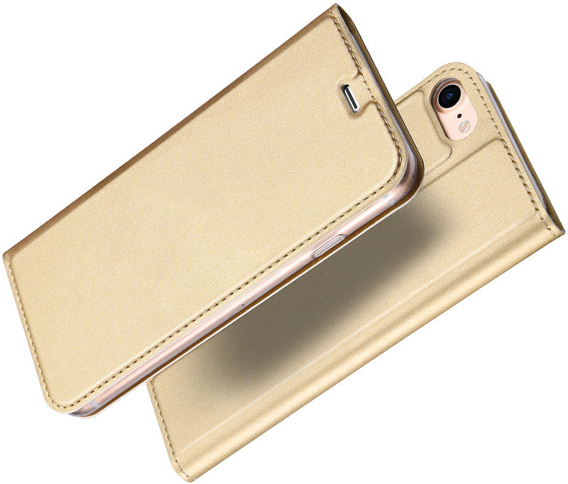 Dux Ducis Booklet-Hülle – für Apple iPhone 6–8 – gold – Kunstleder – mit Kartenfach, Magnetverschluss