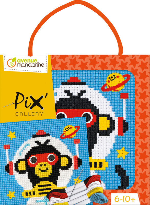Avenue Mandarine – Kreuzstich Bastelset Einhorn – 6–10 Jahre – 5 Nähgarne – 140 × 140 × 20 mm