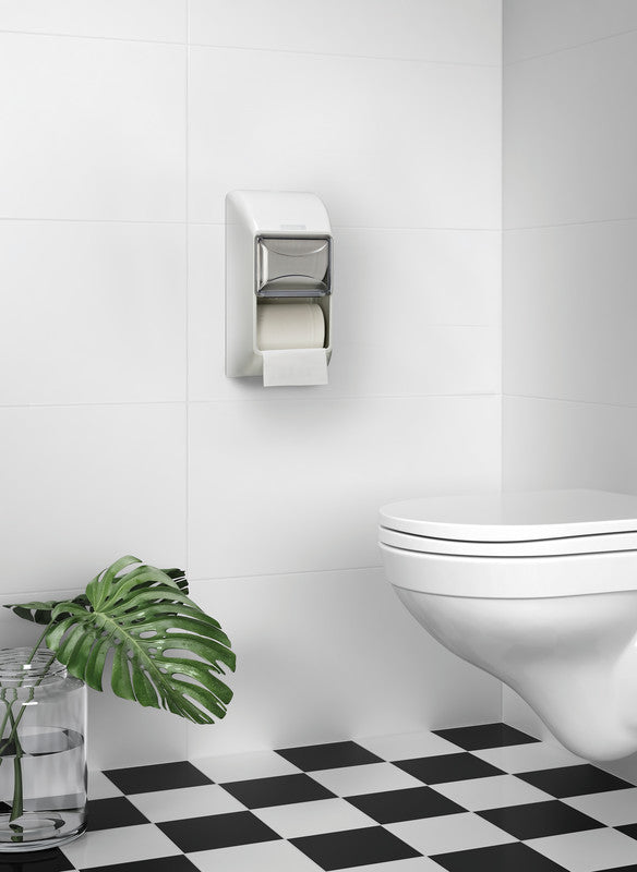 Katrin Toilettenpapierspender – Kunststoff, Weiss, für 2 Rollen, 14,5 × 14,5 × 30,0 cm