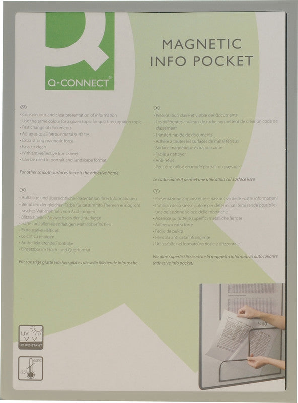 Q-connect Magnetclip – 210 × 297 mm, silber, wiederablösbar, für A4