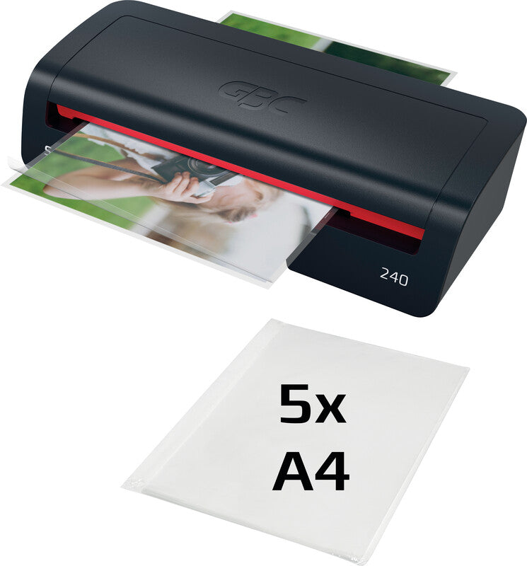 GBC 240 Laminiergerät A4 – 2 Rollen, 75–125 µm, Aufheizzeit 2 Min., 400 mm/min, Schwarz