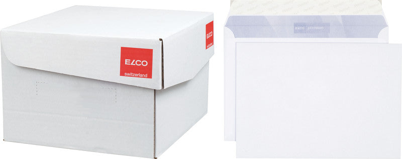 Elco Couvert C5, ohne Fenster, selbstklebend, hochweiss, 120 g/m², mit Innendruck – 500 Stk.