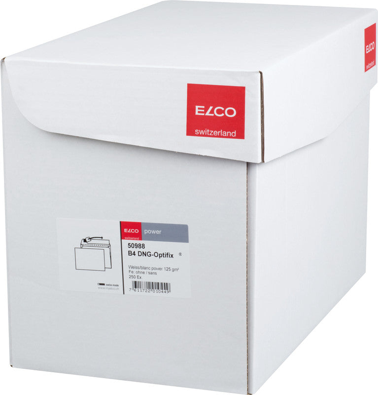 Elco Couvert B4, ohne Fenster, selbstklebend, weiss, 120 g/m² – 250 Stk.