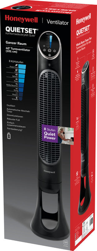 Honeywell Turmventilator QuietSet – 31 W, 8 Stufen, oszillierend, Timer, Fernbedienung, 186,9 m³/h