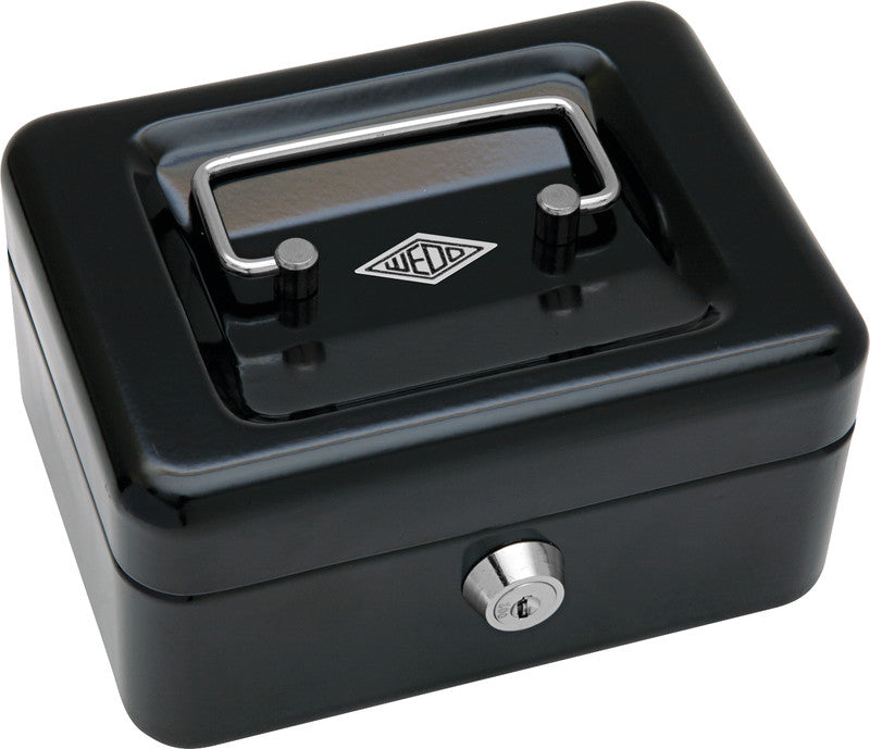 Wedo Geldkassette – mit Schlüssel – 15,2 × 11,5 × 8 cm – Schwarz – Stahl