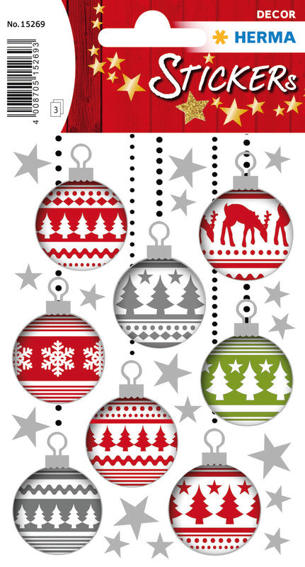 HERMA Geschenketiketten – Christbaumkugeln – 24 Etiketten – permanent, Papier – Bogen 84 × 120 mm