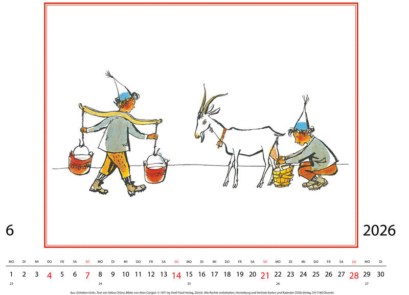 Cosa Kunstkalender Alois Carigiet 2027 – 47 × 36 cm – d – mit Kartonrückwand, mit Aufhänger
