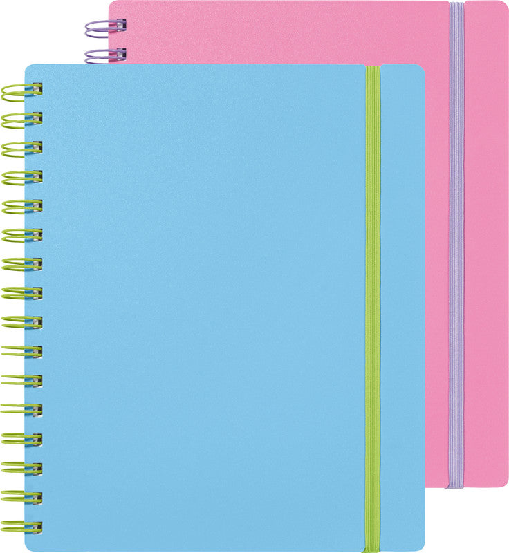 Kolma Collegeblock, Spiralbindung, Softcover, 100 Blatt, 2-fach gelocht, perforiert, 70 g/m² – Blau/Grün