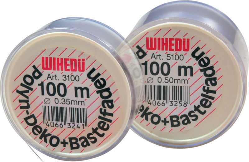 Wihedü Nylonfaden – 0,350 mm × 100 m, transparent, 5 daN