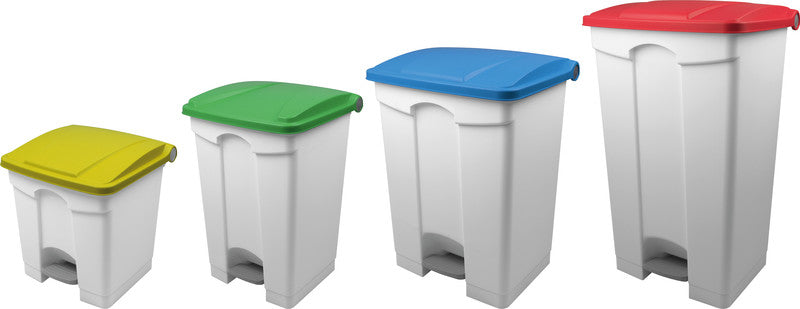 Helit Abfallcontainer the step – 30 l – mit Deckel – Kunststoff, weiss – B × H × T 410 × 440 × 400 mm