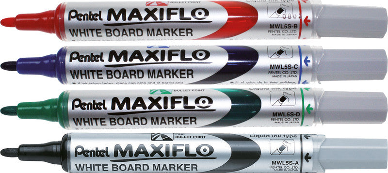 Pentel Whiteboard-Marker Maxiflo MWL5S – Konische Spitze 4 mm – Blau – Trocken abwischbar