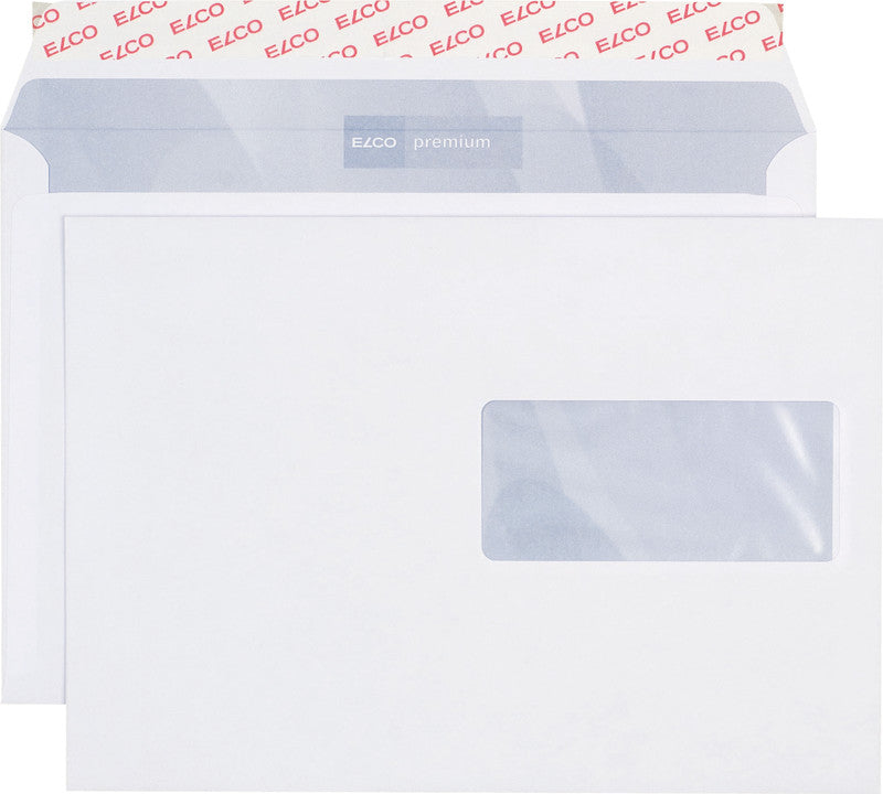 Elco Couvert C5, Fenster rechts, Haftklebung, hochweiss, 100 g/m², mit Innendruck – 100 Stk.