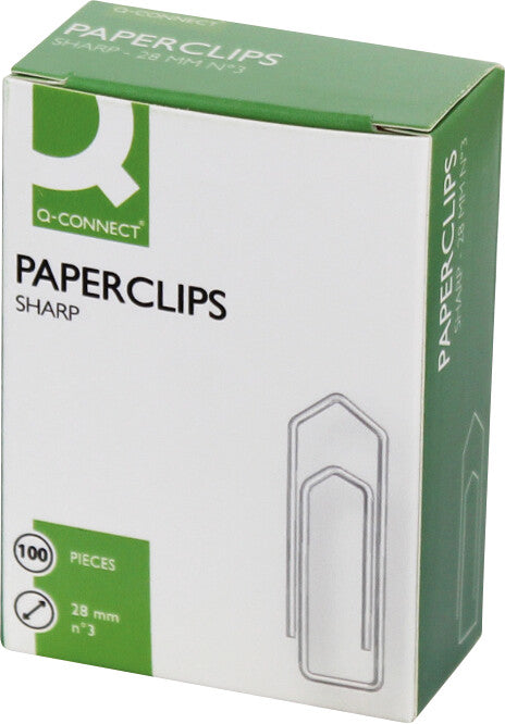 Connect Büroklammern – 28 mm – Metall – Silber – 100 Stück