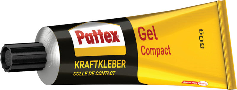 Pattex Gel Compact Kontaktkleber – wasserfest, für Metall, Holz, Kunststoff, 50 g, gelb