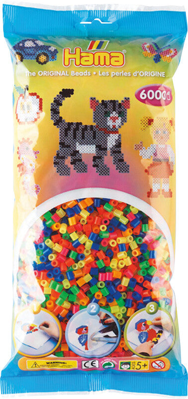 Hama Beads Hama Kunststoff-Bügelperlen – 6000 Stk., mehrfarbig, neon